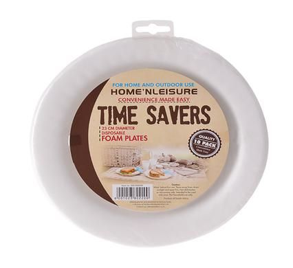 Bulk Pack 10 x Foam Picnic Plates - 23cm 10 Piece