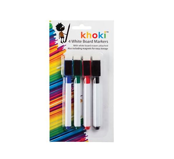 Bulk Pack 10 x Whiteboard Marker with Eraser - 4 Piece