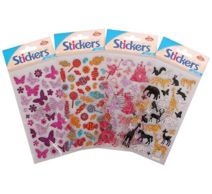 Bulk Pack 8 x Glitter Stickers - Assorted