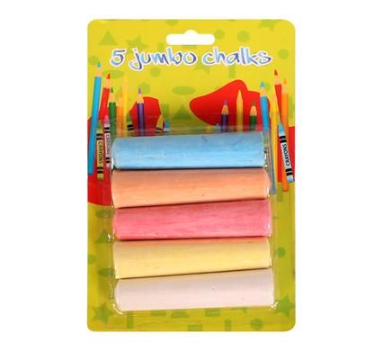 Bulk Pack 8 x Jumbo Size Chalks - Card of 5 Colours
