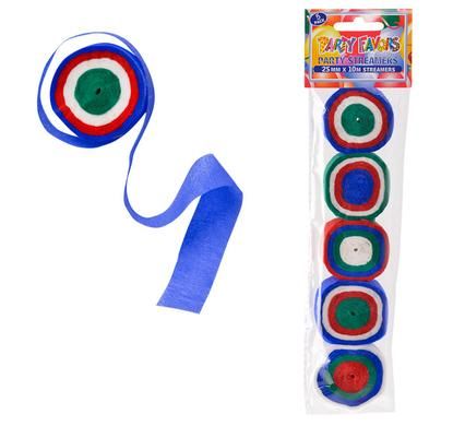 Bulk Pack 8 x Streamers 5 Multicoloured Rolls (2.5cm x 10m )
