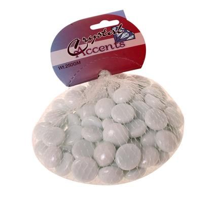 Bulk Pack 8 x Glass Pebbles in Bag 250g - White