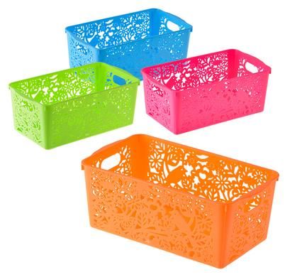 Bulk Pack 8 x Multi Purpose Plastic Basket - 25 x 14 x 10cm