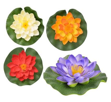 Bulk Pack 8 x Floating Lotus Flower 14cm - Assorted Colours