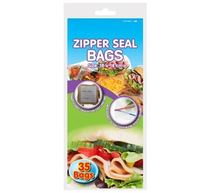 Bulk Pack 8 x Disposable Zipper Seal Bag - 35 Piece (16 x 14cm)