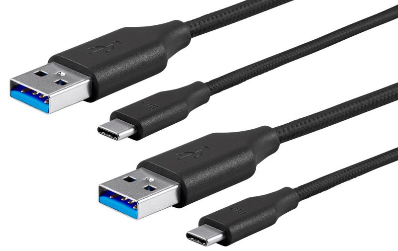 CableKiosk 3.0 USB C to USB A 15cm - Black (2 Pack)