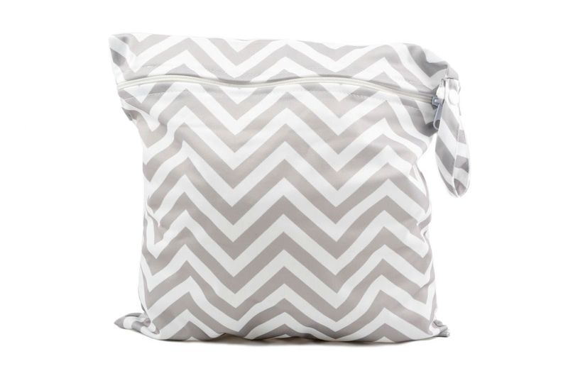 Waterproof Baby Nappy Pouch - Grey Chevron