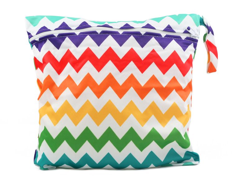 Waterproof Baby Nappy Pouch - Rainbow Chevron B