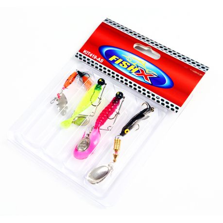 FishX 4-Piece Freshwater / Saltwater Curly Tail Fishing Spinner