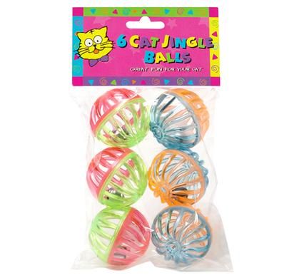 Bulk Pack 8 x Pet Play Jingle Balls - 6 Piece Wavy-Line