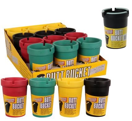 Bulk Pack 8 x Plastic Tub Ashtray Assorted - 8 x 11cm