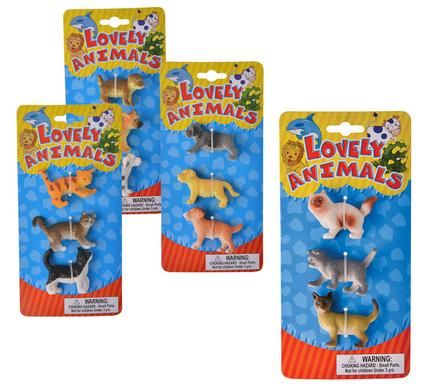 Bulk Pack 8 x Mini Domestic Pets Card Of 3 - Assorted Cats/Dogs