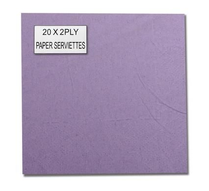 Bulk Pack 8 x 2Ply Solid Serviettes 33cm 20 Piece - Lilac