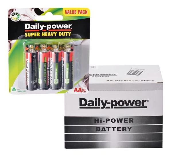 Bulk Pack 6 x Daily-Power Super Heavy Duty Batteries - Card Of 8 Value Pack (Size AA)
