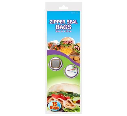 Bulk Pack 6 x Zipperseal Disposable Bag - 15 Piece (27 x 28cm)