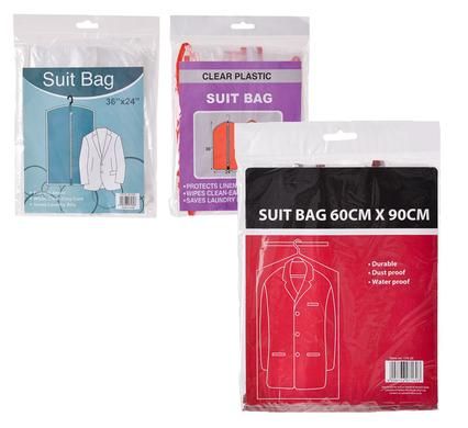 Bulk Pack 6 x Plastic Suit Bag Zip Closing - 90 x 60cm