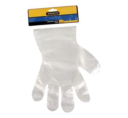 Bulk Pack 6 x Zenith Plastic Disposable Gloves - Pack of 50