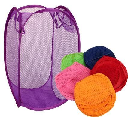 Bulk Pack 6 x Plastic Fold Away Laundry Bag - 35 x 35 x 58cm