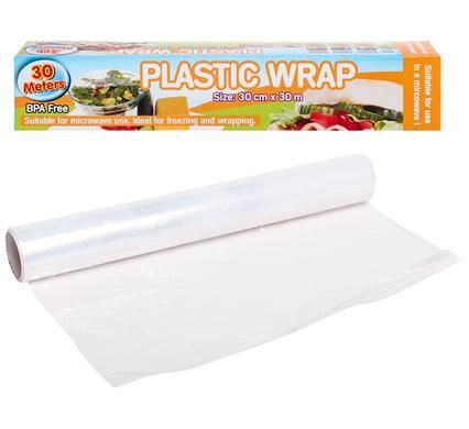 Bulk Pack 6 x Disposable Plastic Wrap Roll - 30cm x 30m