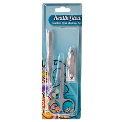 Bulk Pack 6 x Stainless Steel Nail Manicure Set - 3 Piece Blister