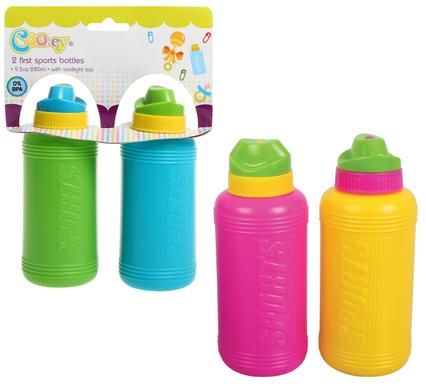 Bulk Pack 6 x Cooey First Sports Bottles - Set of 2 Assorted Colours