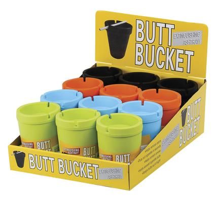 Bulk Pack 6 x Giant Plastic Tub Ashtray - 10 x 13cm Assorted