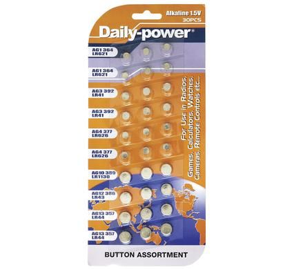 Bulk Pack 6 x 1.5V Alkaline Button Battery Assortment