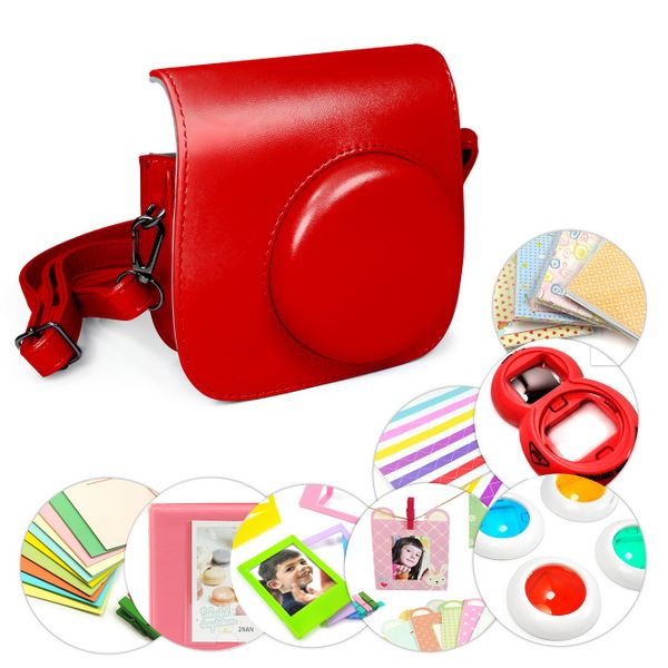 Tuff-Luv 9-in-1 instax Mini 8 Instant Film Camera Accessories Bundles - Red