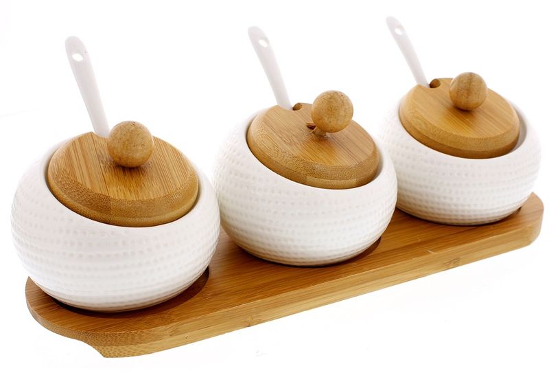 George &amp; Mason - 3 Piece Porcelain Condiment Server Set