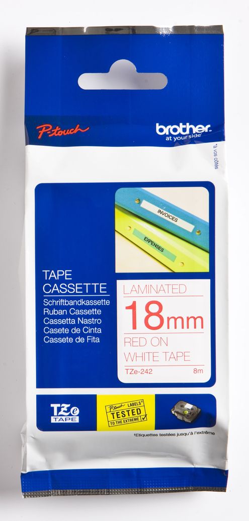 Brother TZe-242 Red on White Laminated Tape 18mm | Shop Today. Get it ...