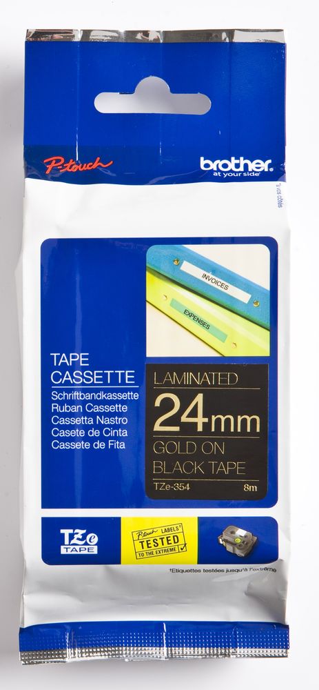 Brother TZe-354 Gold on Black Laminated Tape 24mm | Buy Online in South ...