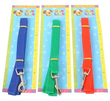 Bulk Pack 5 x Nylon Pet Dog Lead - Assorted Colour 23 x 1800mm