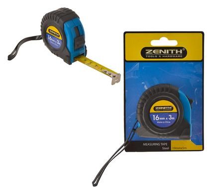 Bulk Pack 5 x Zenith Carded Steel Tape - 3.0m x 16mm