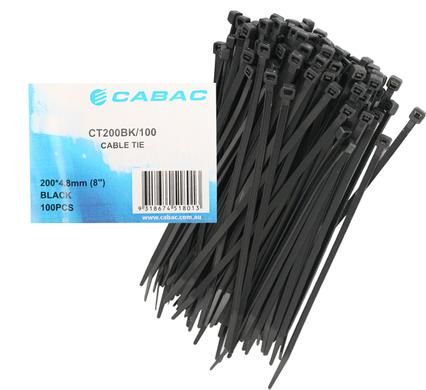 Bulk Pack 5 x Cable Ties 4.8 x 200mm - Black 100 Piece