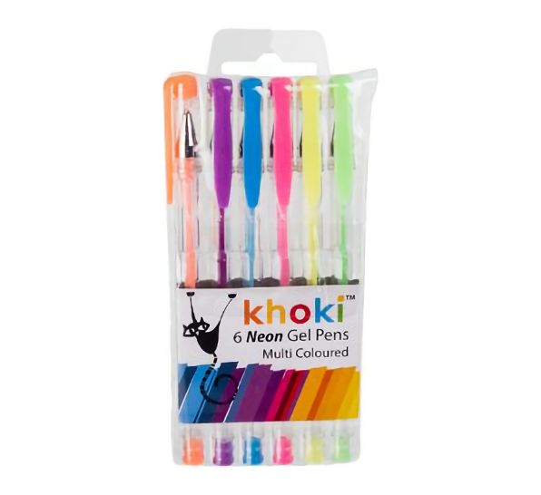 Bulk Pack 5 x Neon Gel Pens Pack of 6 - Assorted Colours