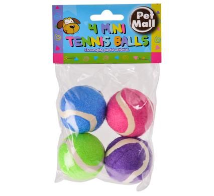 Bulk Pack 5 x Pet's Mini Tennis Balls - Pack of 4 Assorted
