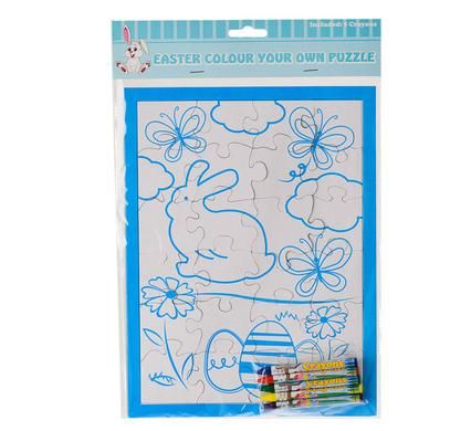 Bulk Pack 4 x Easter DIY Colour Your Puzzle &amp; 5 Crayon