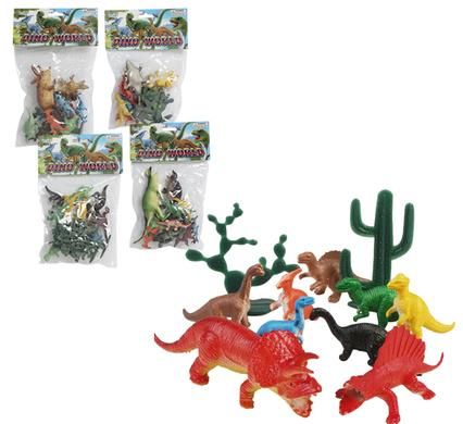Bulk Pack 4 x Animals Dinosaur Rubber 12 Piece Set