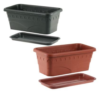 Bulk Pack 4 x Rectangular Plastic Plant Trough &amp; Tray - 30cm x 16cm x 12cm