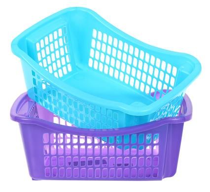 Bulk Pack 4 x Plastic Basket In Assorted Colours - 36cm x 24cm x 13cm