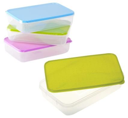 Bulk Pack 4 x Plastic Container 24cm x 16cm x 5cm, Rectangular