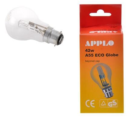 Bulk Pack 4 x Globe Halogen Energy-Saver B.C. 42w