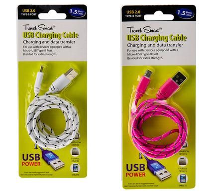 Bulk Pack 4 x Braided USB Charger Cable for Samsung 1.5m