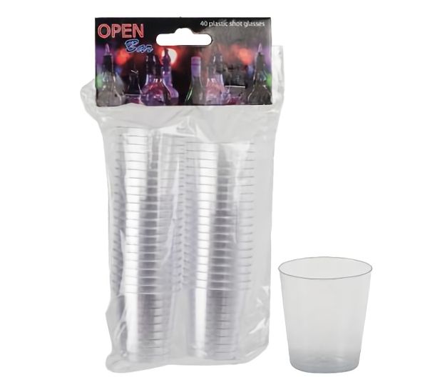 Bulk Pack 4 x Disposable Plastic Shot Glass - 40 Piece