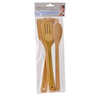 Bulk Pack 4 x Hillhouse Bamboo Mixing Spoons 4 Piece