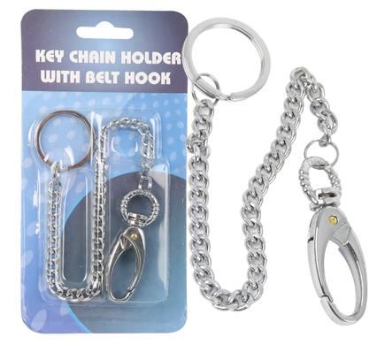 Bulk Pack 5 X Metal Key Chain with Belt Hook 28cm