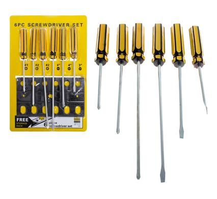 Bulk Pack 5 X Screwdriver Set 6 Piece Yellow Line