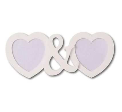 Bulk Pack 5 X Picture Wooden Frame Twin Heart (Photo Size: 26cm x 12cm)