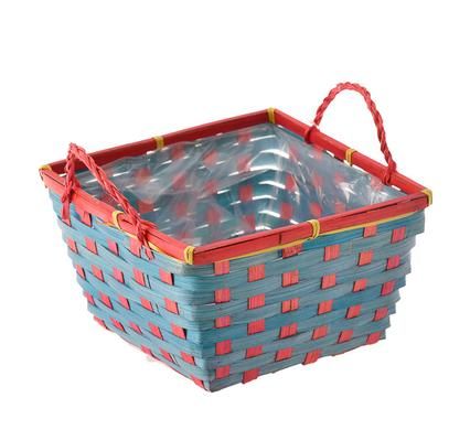 Bulk Pack 5 X Square Bamboo Basket with Handles (19cm x 12cm)