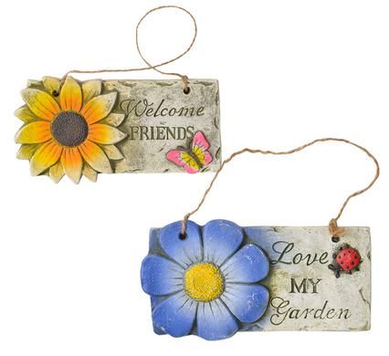 Bulk Pack 5 X Ornament Sign Flower Garden 20cm x 11cm - Assorted Designs